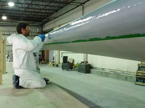 Belzona 1341 being applied by roller to LEP area Belzona 1341 being applied by roller to LEP area